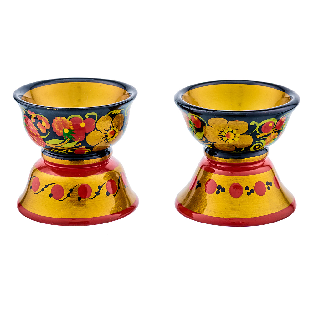 Набор деревянной посуды для икры с росписью. Хохлома - интернет магазин Русь Велика я фото 3