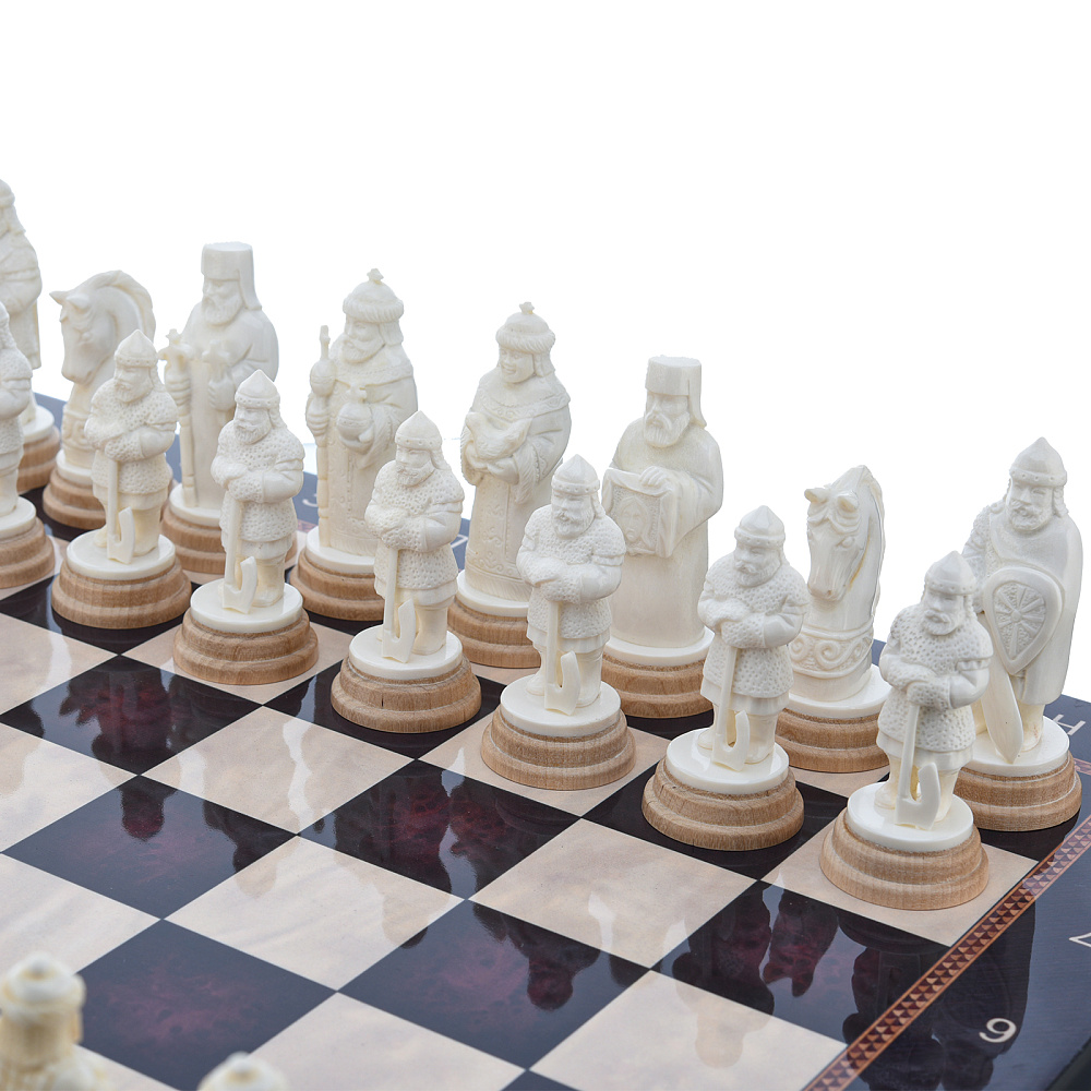 Шахматы с фигурами из кости «Куликово поле» 48х48 см - интернет магазин Русь Велика я фото 1