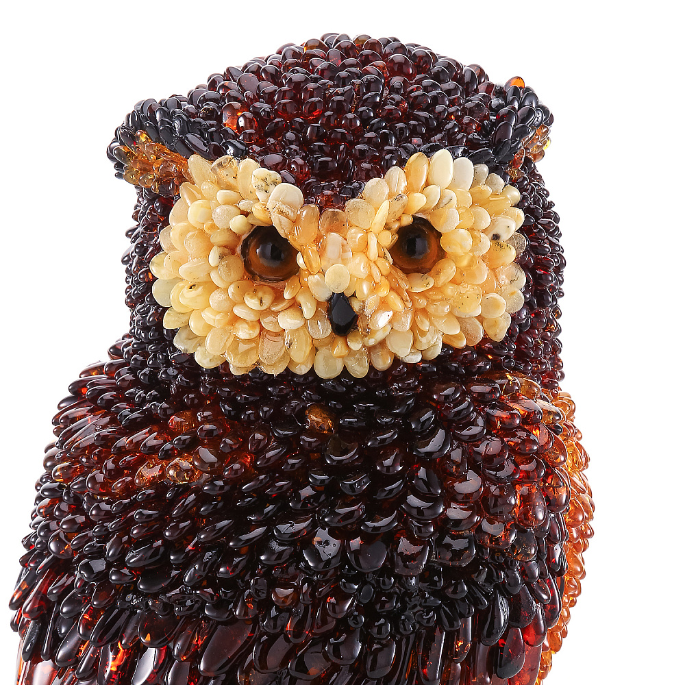 Скульптура из янтаря «Сова на пеньке» - интернет магазин Русь Велика я фото 5