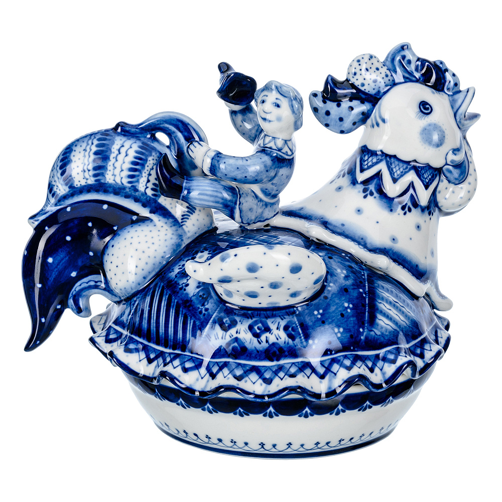 Чайный сервиз на 6 персон «Скоморошьи забавы». Гжель - интернет магазин Русь Велика я фото 13