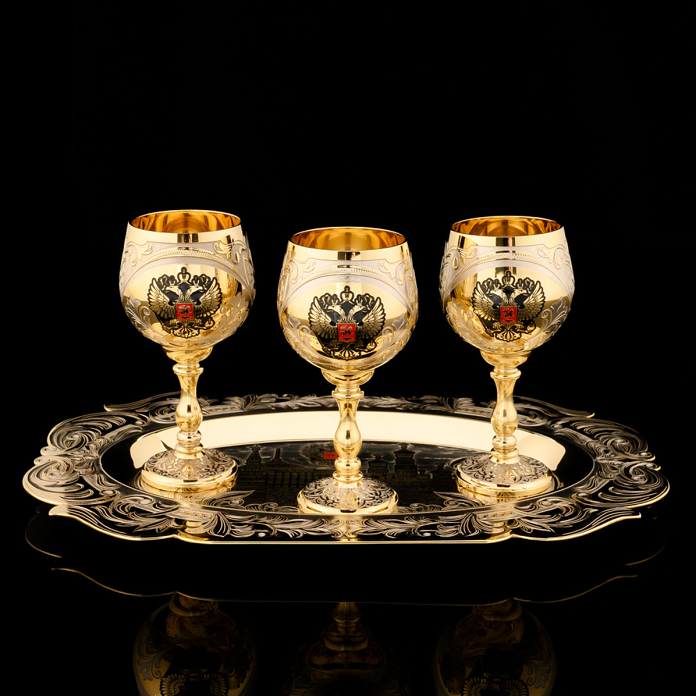 Питейный набор на 3 персоны «Кремль. Герб РФ». Златоуст - интернет магазин Русь Велика я фото 1