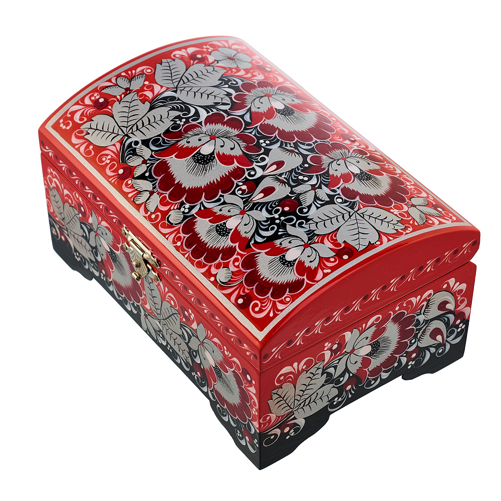 Шкатулка-сундучок «Цветы». Хохлома - интернет магазин Русь Велика я фото 1