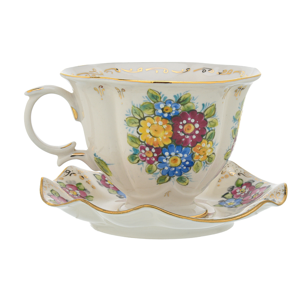 Чайный сервиз на 6 персон «Семейный». Гжель в цвете - интернет магазин Русь Велика я фото 3