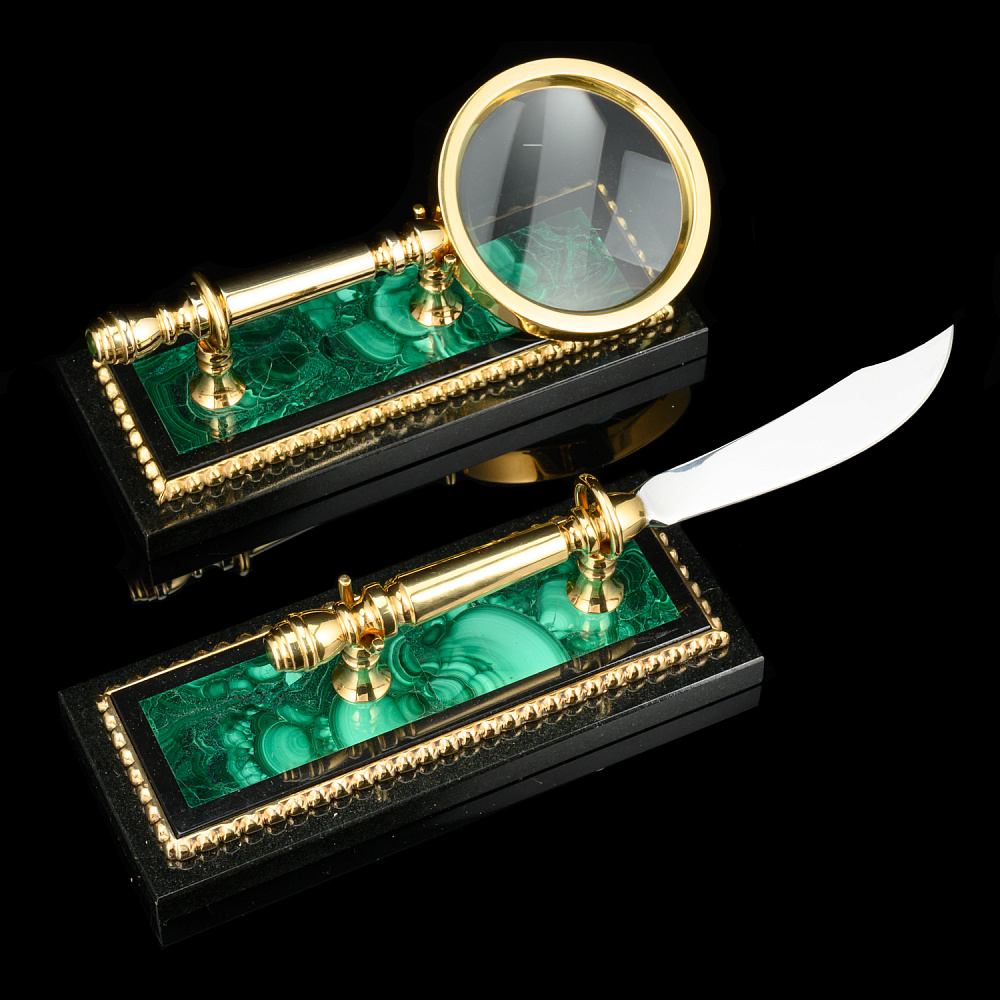 Настольный письменный набор из малахита «Орел». Златоуст - интернет магазин Русь Велика я фото 4