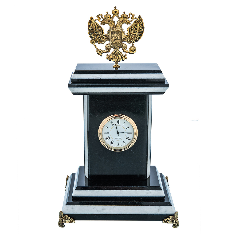 Часы из натурального камня «Герб РФ» - интернет магазин Русь Велика я 