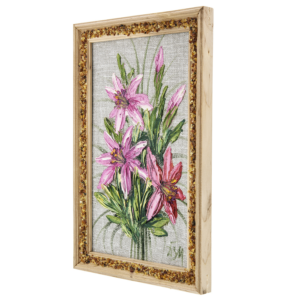 Панно в янтарной раме «Букет цветов» 27х18 см - интернет магазин Русь Велика я фото 1