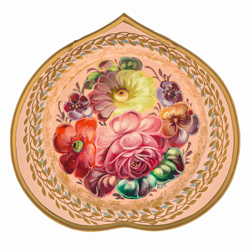 Поднос с авторской росписью 17х16 см - интернет магазин Русь Велика я 