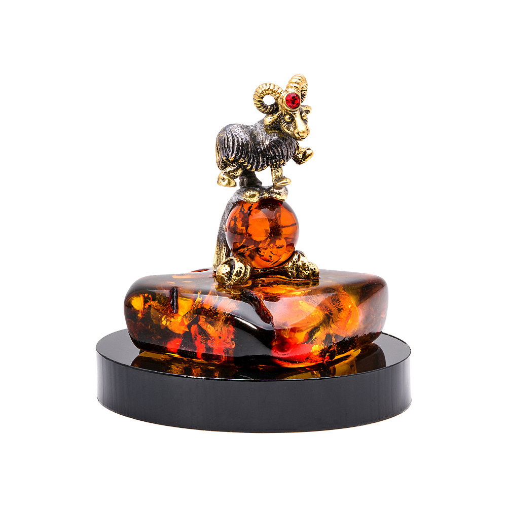 Статуэтка из янтаря и бронзы «Знак Зодиака Овен» - интернет магазин Русь Велика я фото 1