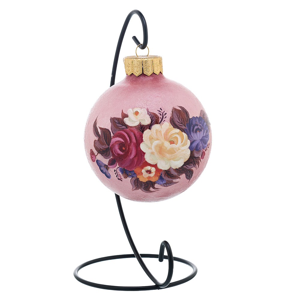 Елочный шар с ручной росписью «Жостово Цветы» - интернет магазин Русь Велика я 