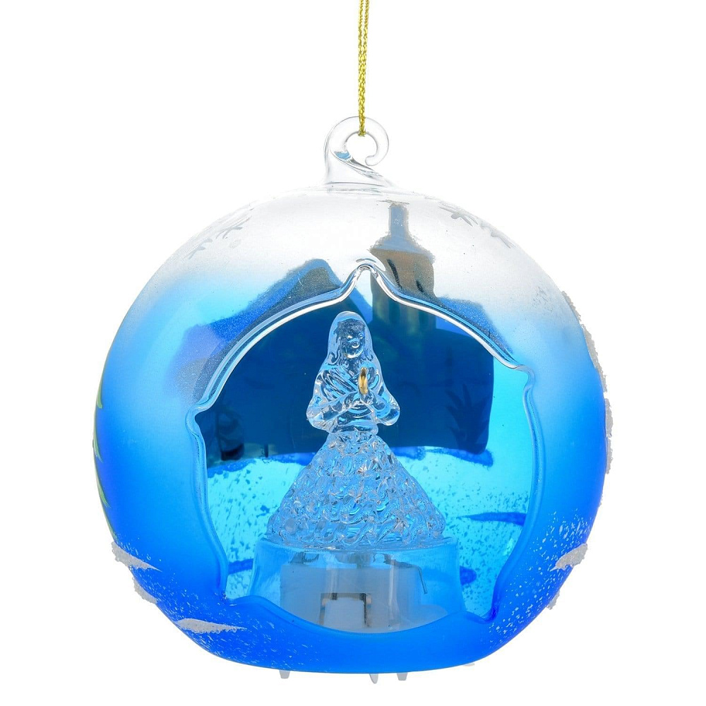 0029231-ангел-YG02 Сувенир Шар «СИНИЙ АНГЕЛ» прозрачный на елку 9см - интернет магазин Русь Велика я 