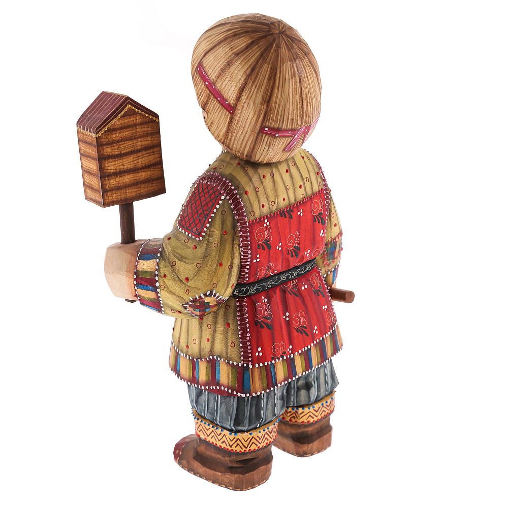 Скульптура из дерева «Мальчик со скворечником» - интернет магазин Русь Велика я фото 2