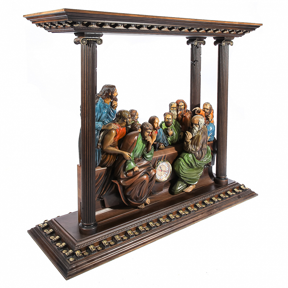 Деревянные резные часы «Тайная вечеря». Высота 104 см - интернет магазин Русь Велика я фото 6