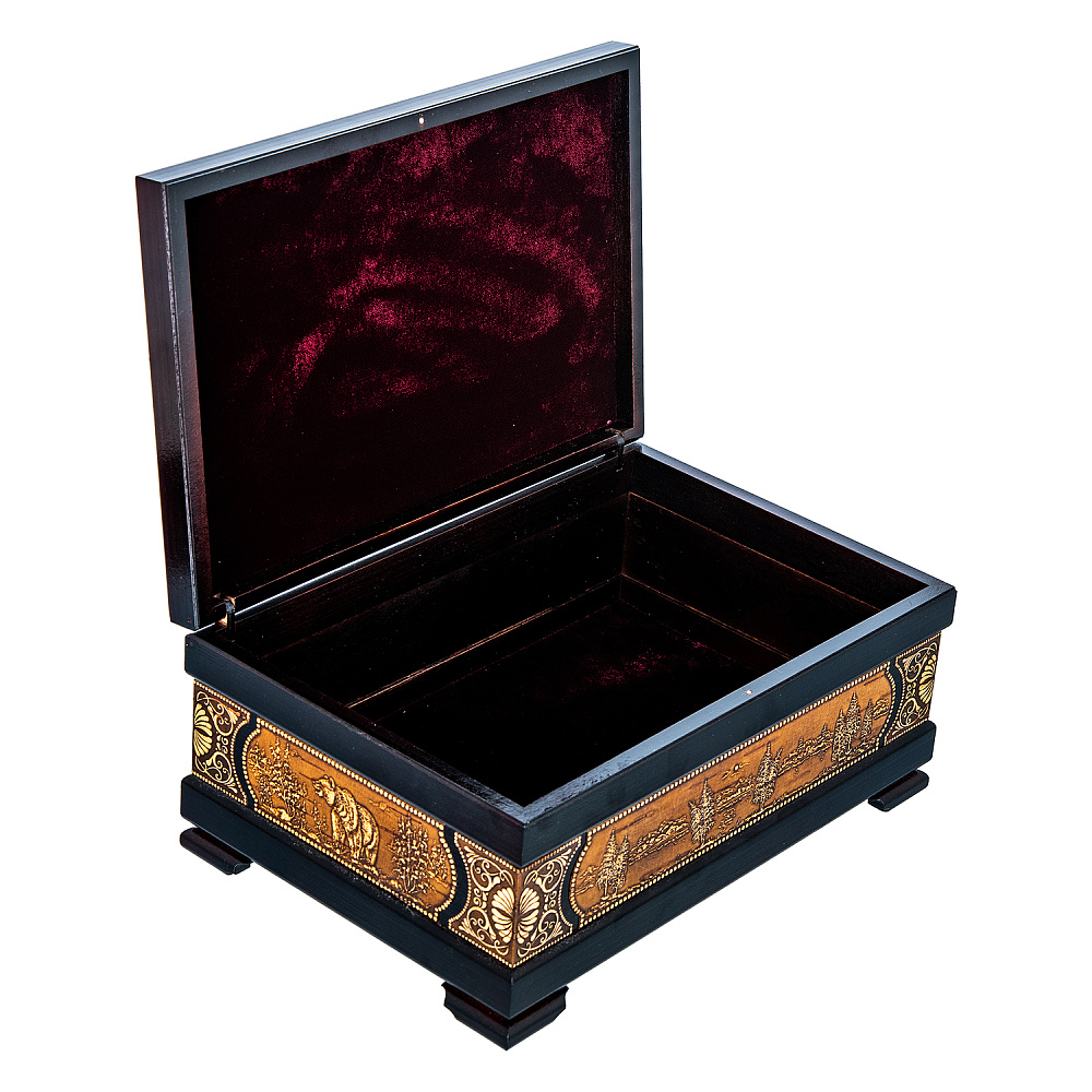 Шкатулка из бересты с малахитом - интернет магазин Русь Велика я фото 2