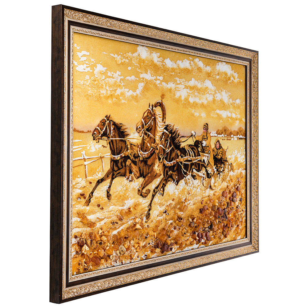 Картина янтарная «Зимняя тройка» 60x80 см - интернет магазин Русь Велика я фото 5