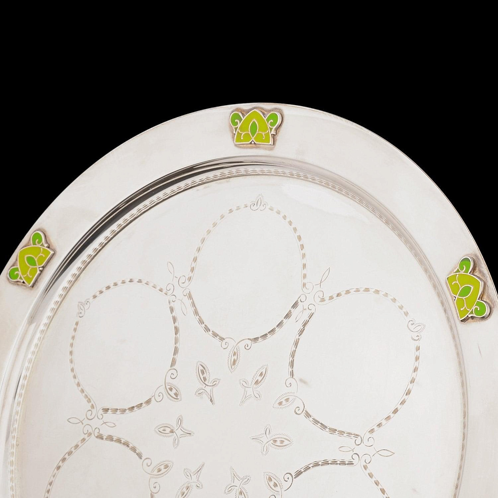 Поднос из серебра 925* «Эпос» 23 см - интернет магазин Русь Велика я фото 1