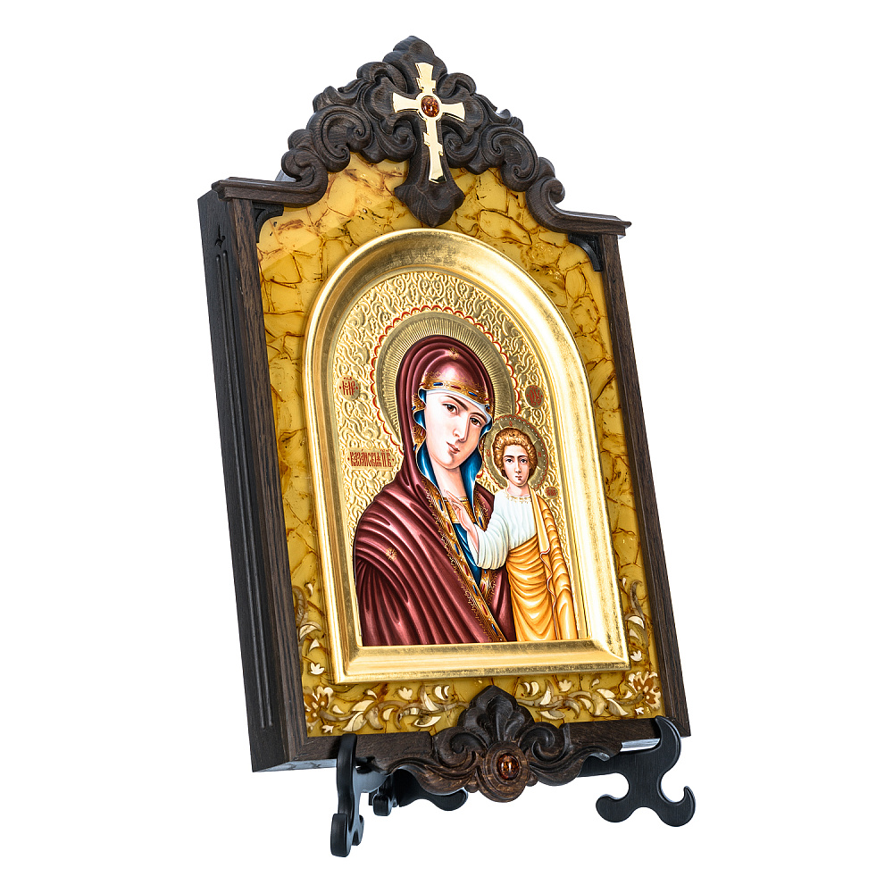 Икона янтарная «Казанская Божья Матерь» 34х56 см - интернет магазин Русь Велика я фото 1