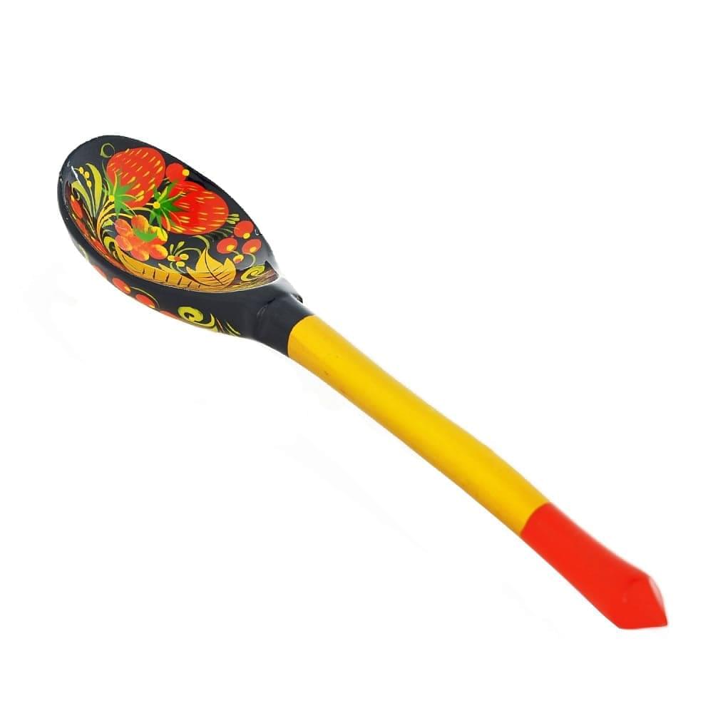 Деревянная соусница с ложкой. Хохломская роспись - интернет магазин Русь Велика я фото 2