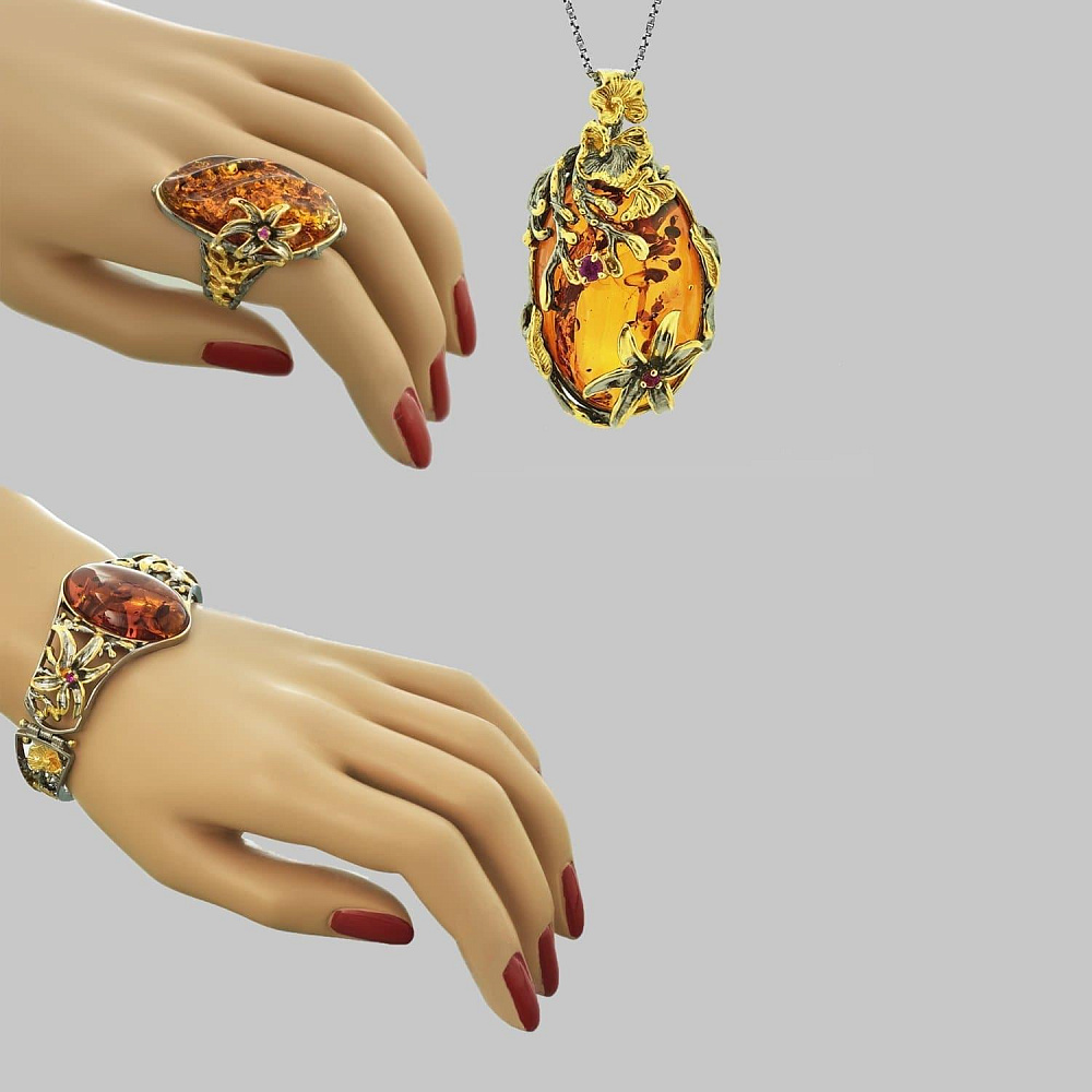 Кольцо с янтарем 17 гр. Серебро 925* - интернет магазин Русь Велика я фото 1