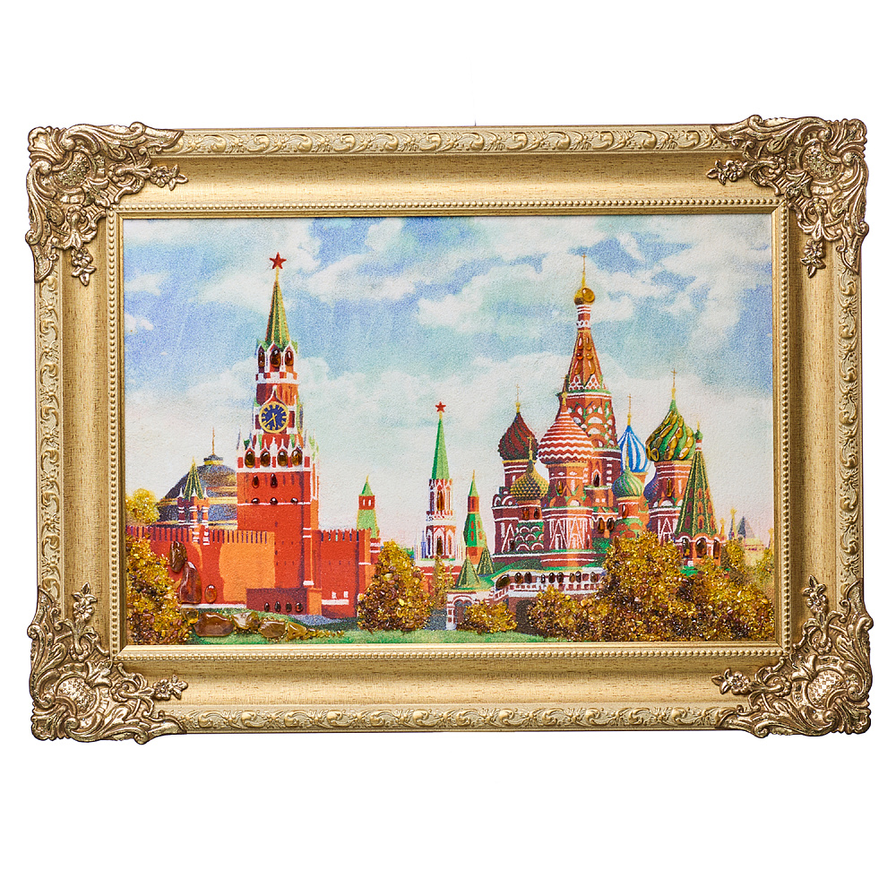 Картина янтарная «Вид на Кремль» 60х40 см - интернет магазин Русь Велика я 