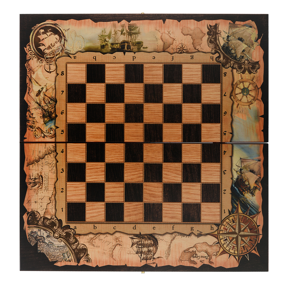 Шахматы-нарды-шашки деревянные «Морские» 50х25 см - интернет магазин Русь Велика я фото 1