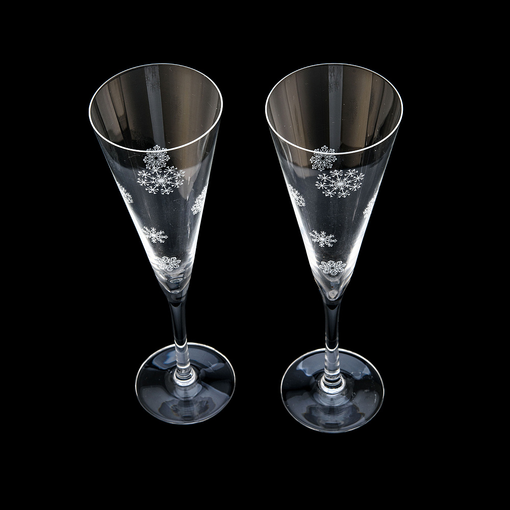 Набор бокалов для шампанского на 2 персоны «Снежинки» - интернет магазин Русь Велика я фото 2