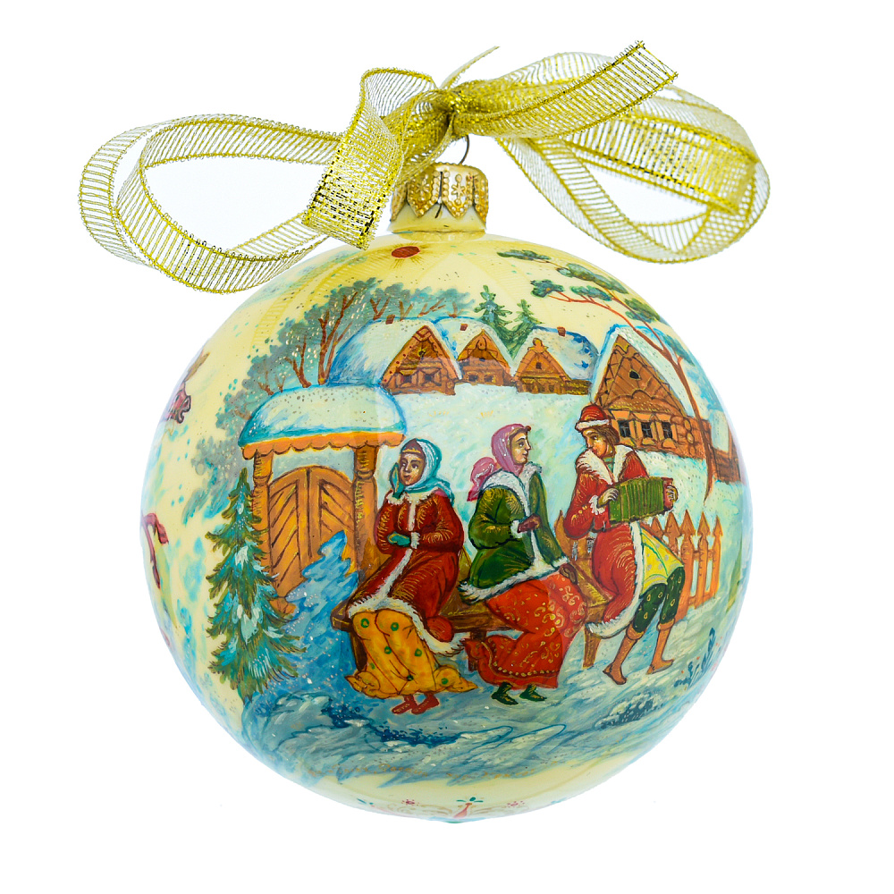 Новогодний елочный шар с росписью «Тройка» - интернет магазин Русь Велика я 