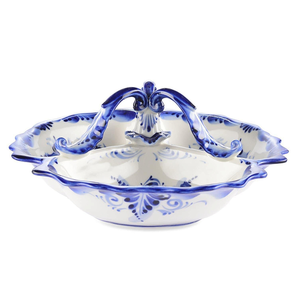 Менажница «Тройка» Гжель - интернет магазин Русь Велика я фото 1