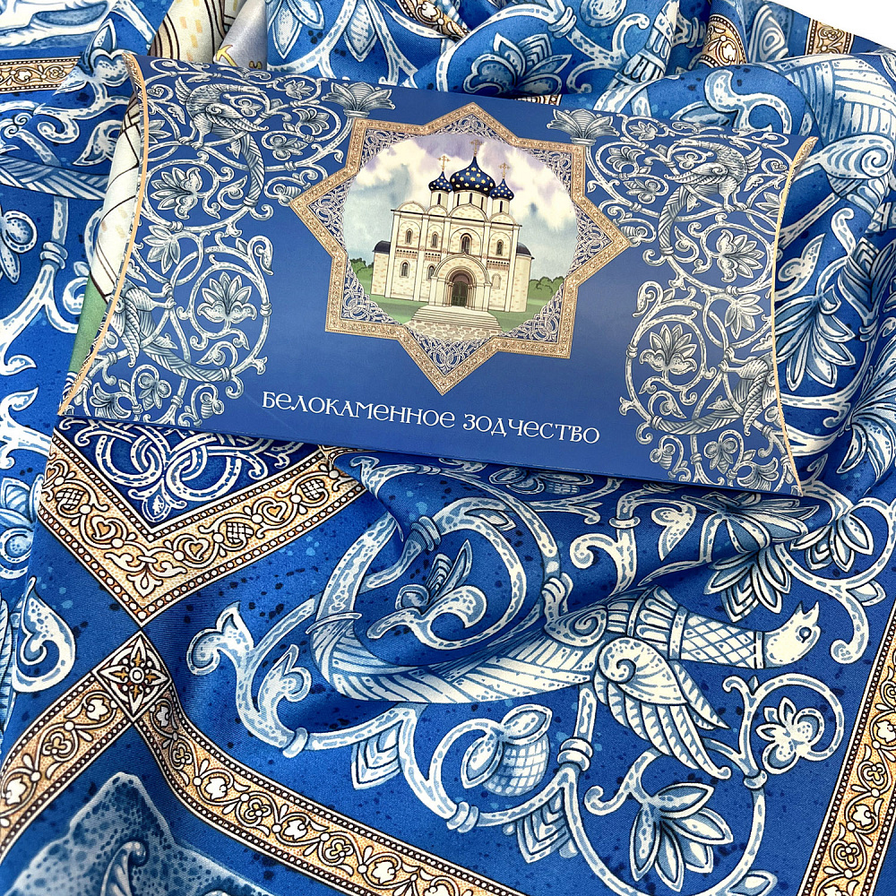 Платок шелковый «Белокаменное зодчество» 90х90 см - интернет магазин Русь Велика я фото 3