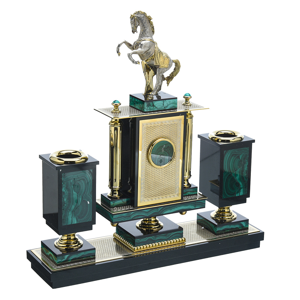 Настольный письменный набор из малахита с позолотой «Конь» - интернет магазин Русь Велика я фото 4