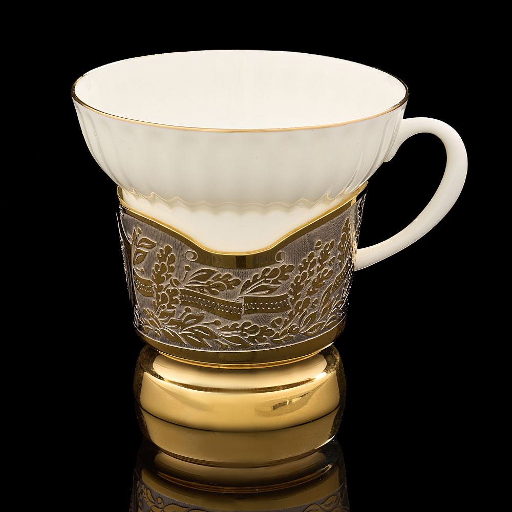 Чайная пара с позолотой «ФСБ». Златоуст - интернет магазин Русь Велика я фото 2