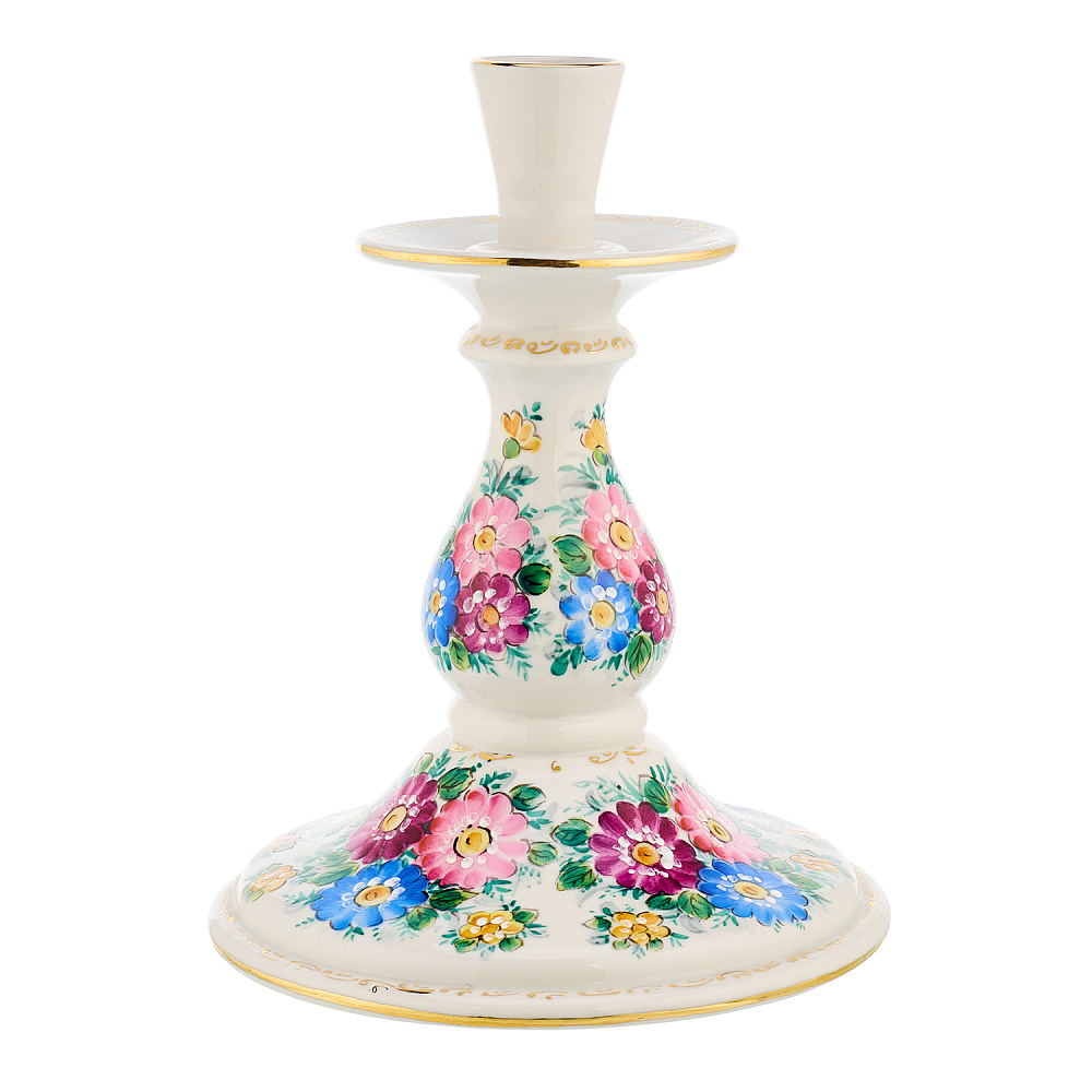 Подсвечник «Цветы». Гжель в цвете - интернет магазин Русь Велика я 