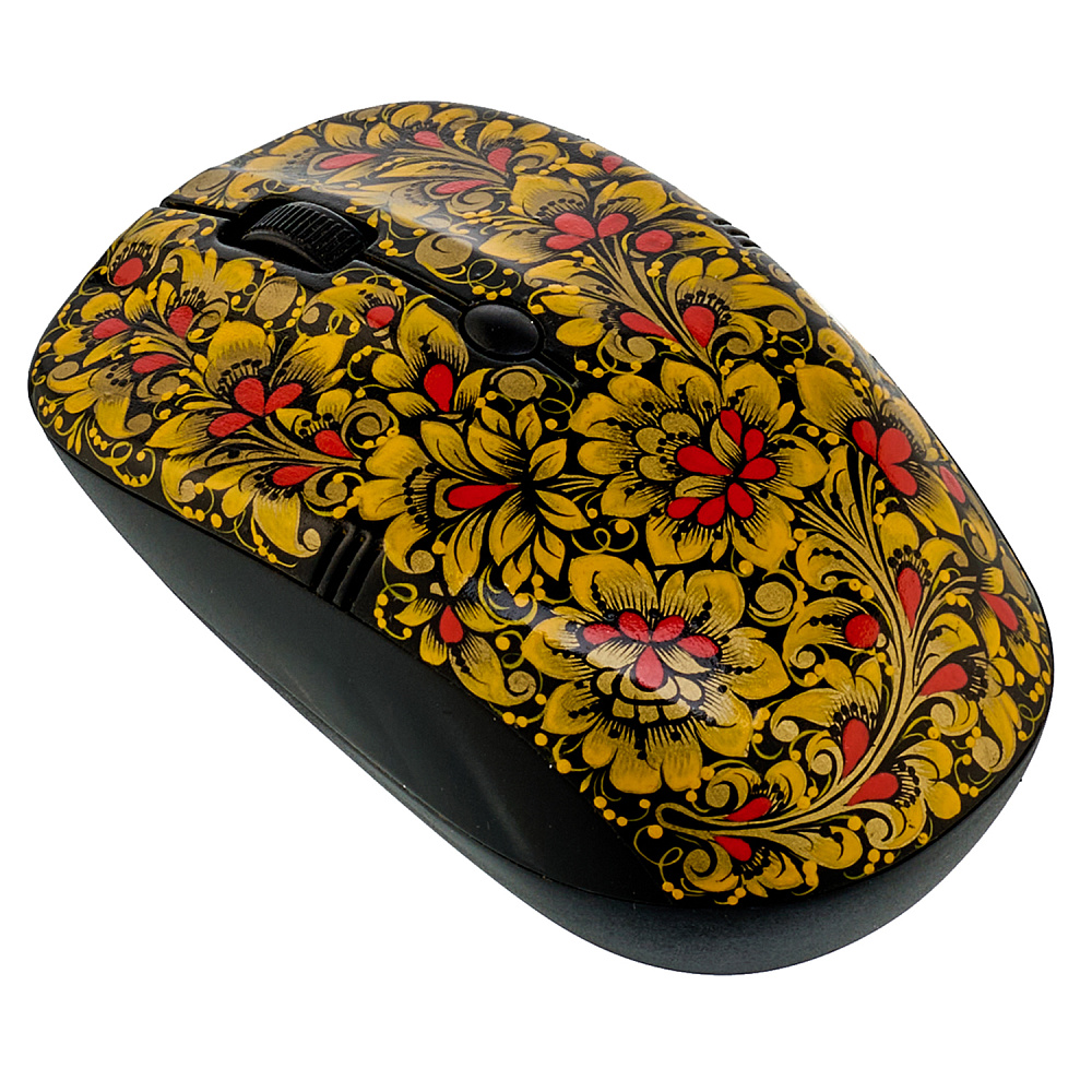 Мышка компьютерная с росписью «Кудрина». Хохлома - интернет магазин Русь Велика я 