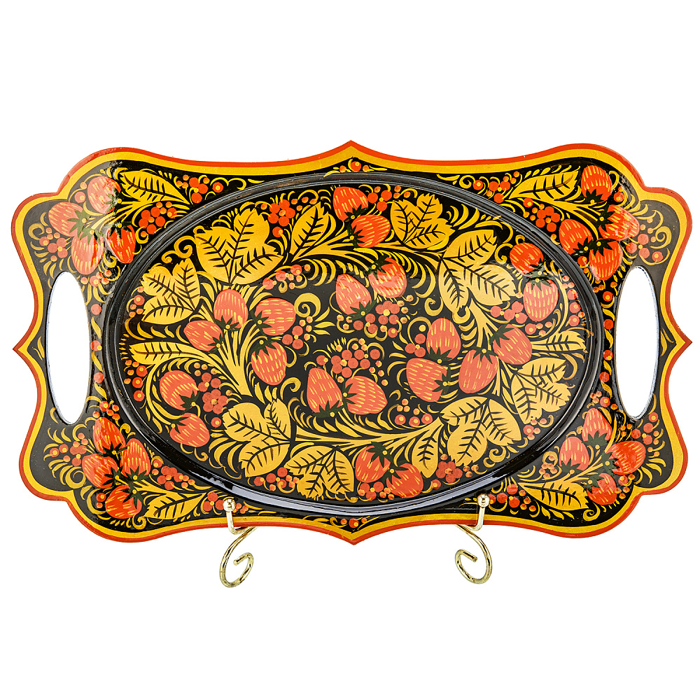 Поднос деревянный с росписью. Хохлома - интернет магазин Русь Велика я 