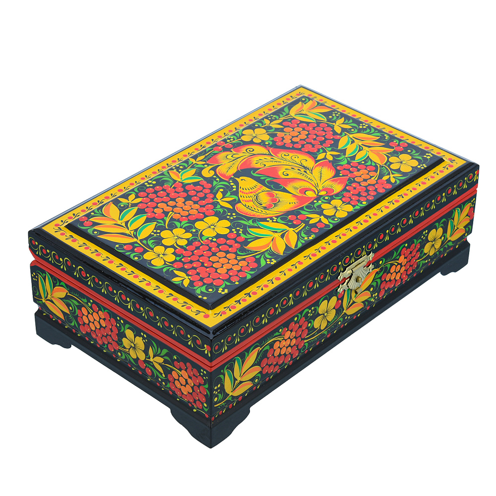 Шкатулка «Птица и рябина». Хохлома - интернет магазин Русь Велика я фото 1