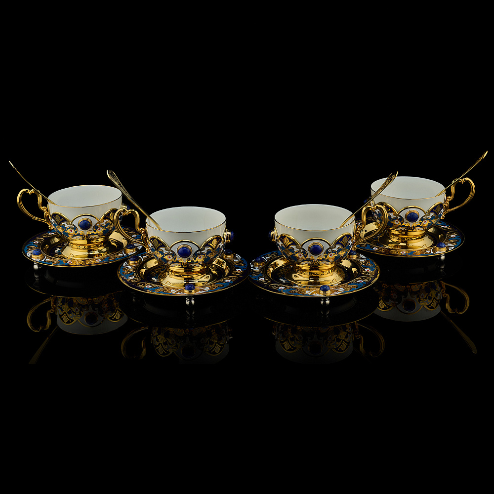 Самовар 3 л с сервизом на 4 персоны «Чаепитие». Златоуст - интернет магазин Русь Велика я фото 16