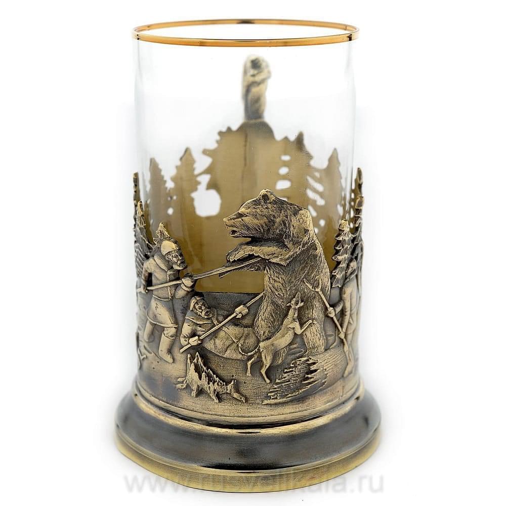 Подстаканник «Охота на медведя». Художественное литье - интернет магазин Русь Велика я 