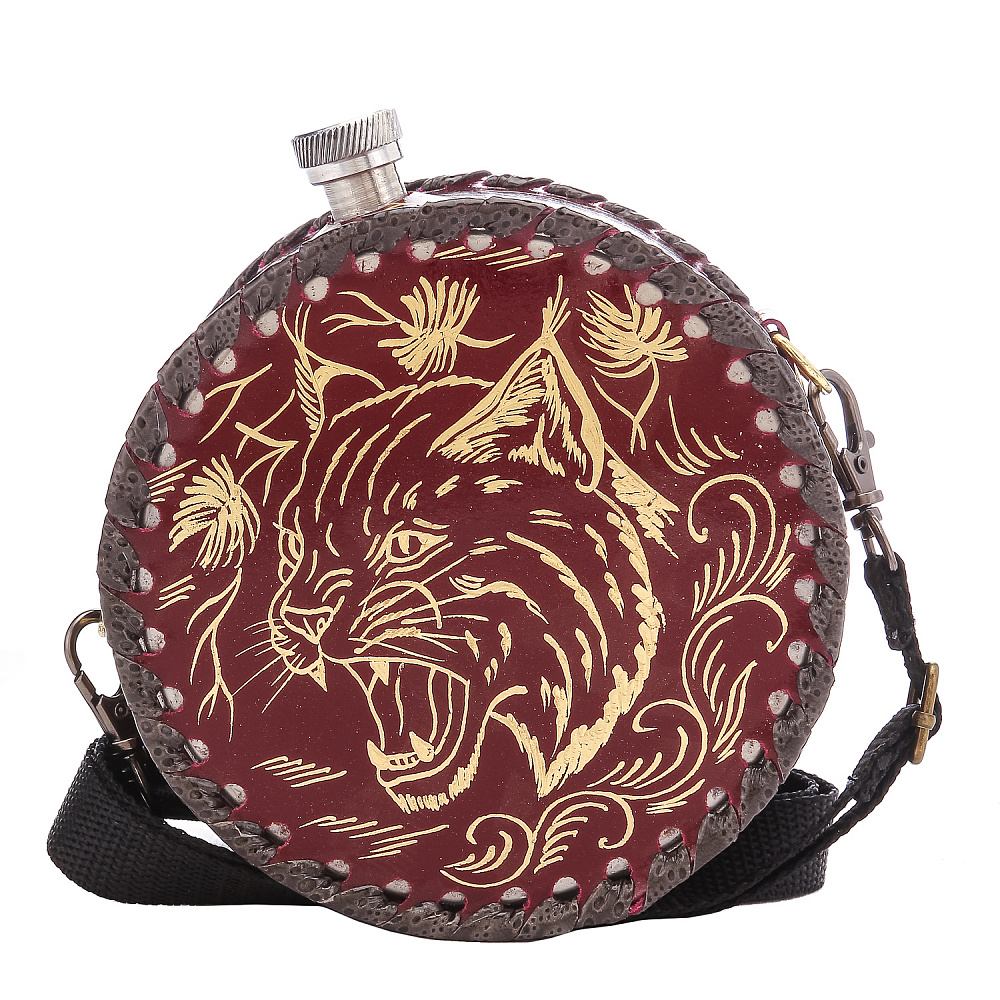 Фляга в кожаном чехле «Рысь» - интернет магазин Русь Велика я 