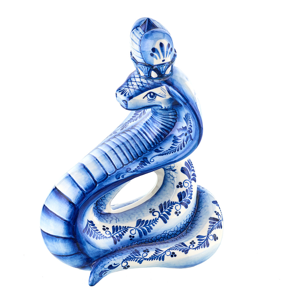 Штоф «Змея кобра». Гжель - интернет магазин Русь Велика я 