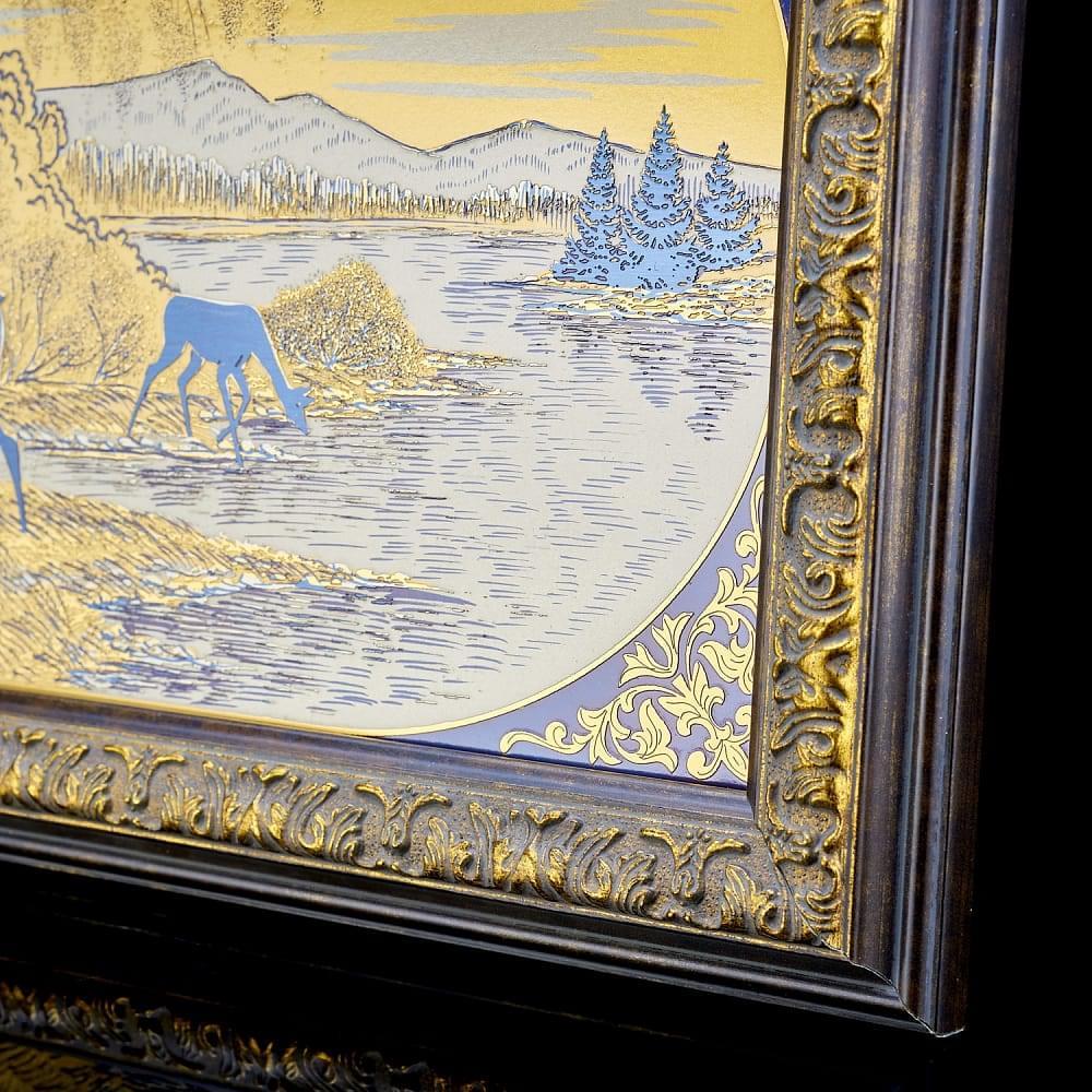 Панно «На водопое». Гравюра Златоуст 30 х 20 см 35х25 см - интернет магазин Русь Велика я фото 3