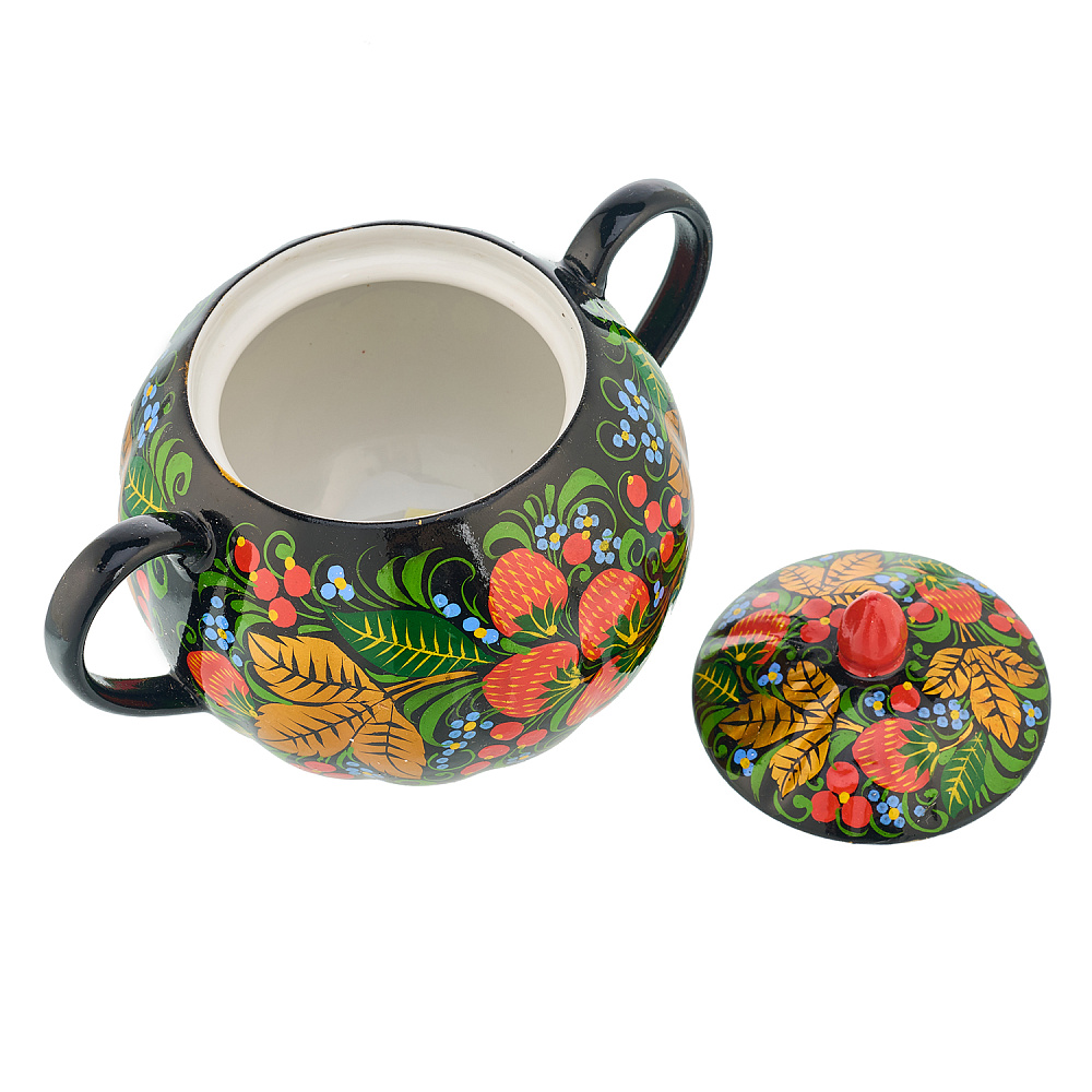 Чайный сервиз на 6 персон «Клубника». Хохлома - интернет магазин Русь Велика я фото 4