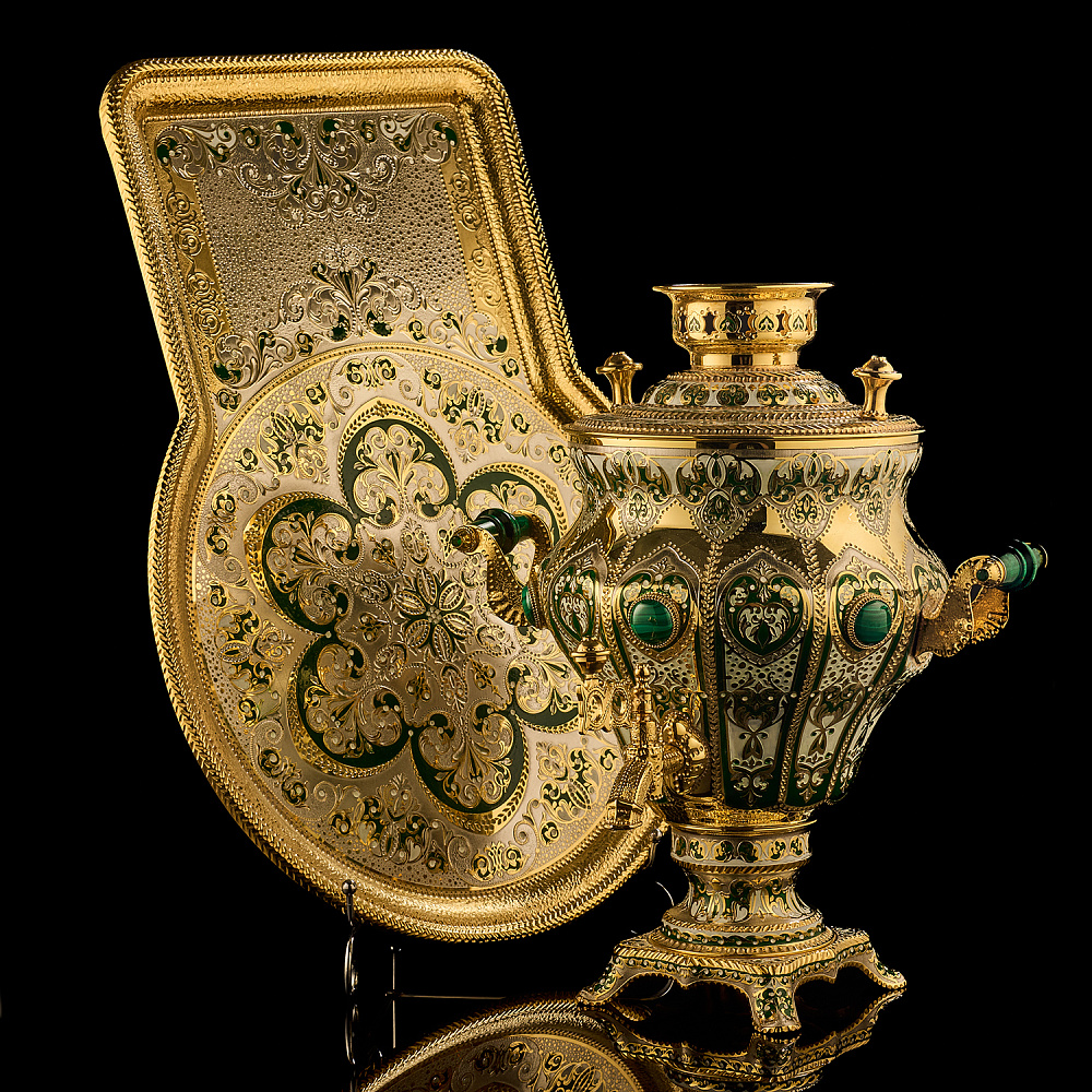 Самовар электрический 3 л с сервизом «Малахит». Златоуст - интернет магазин Русь Велика я фото 3