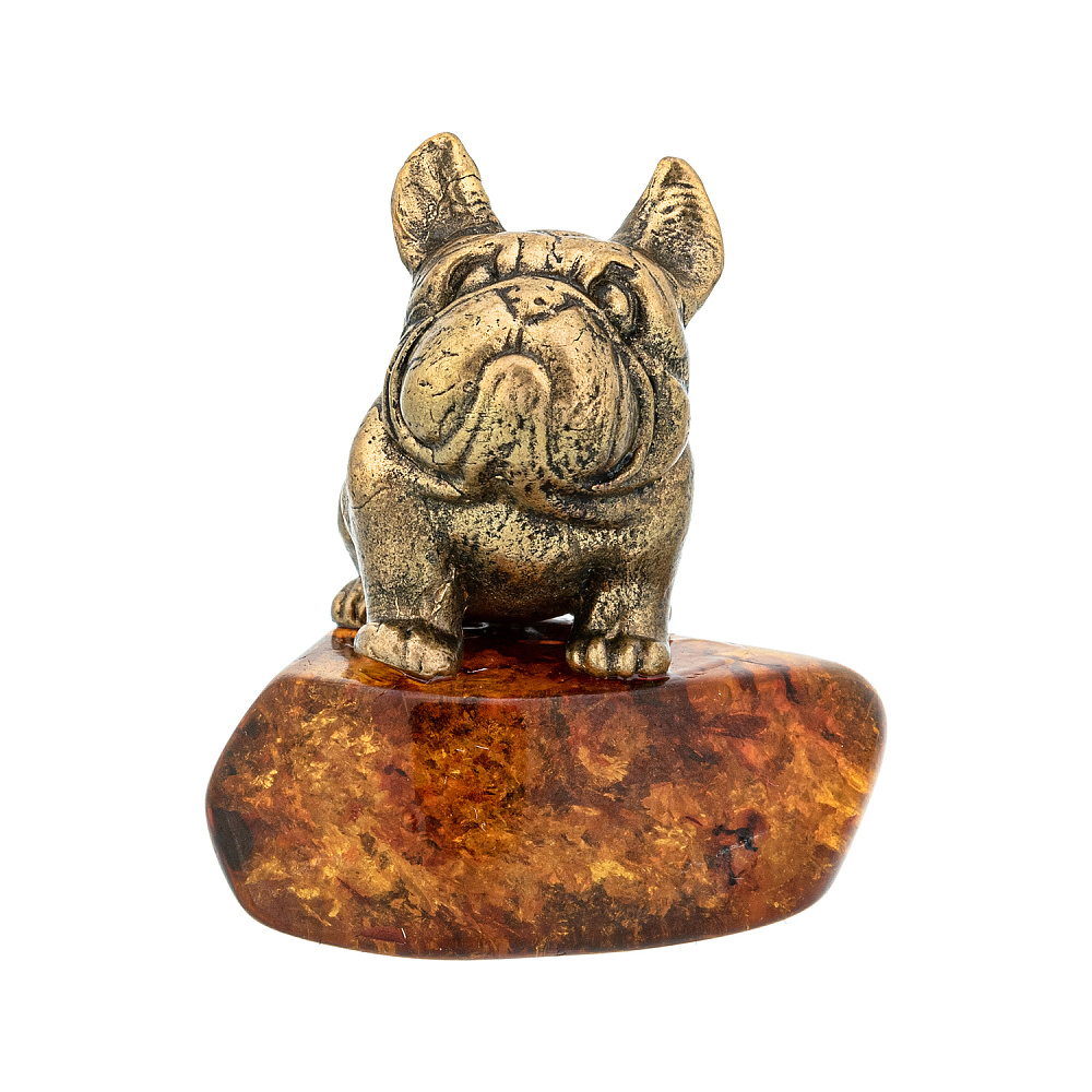 Статуэтка с янтарем «Собака французский бульдог» - интернет магазин Русь Велика я фото 3