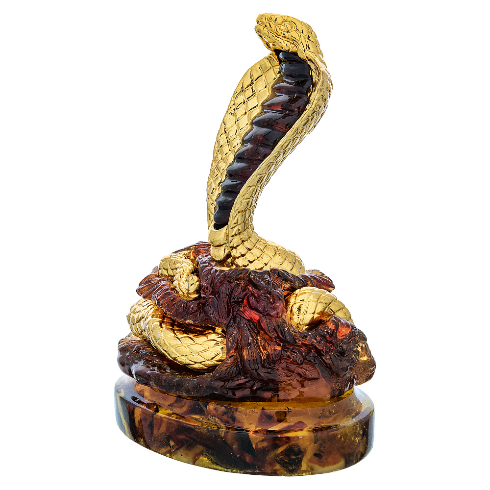 Змея Символ 2025 года. Скульптура из янтаря «Королевская кобра» - интернет магазин Русь Велика я фото 6