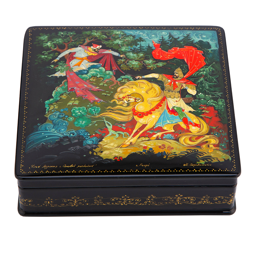Шкатулка с художественной росписью «Илья Муромец» - интернет магазин Русь Велика я 
