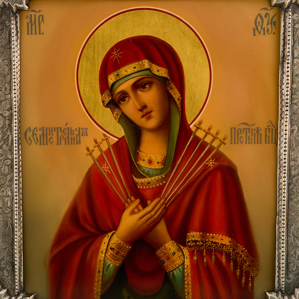 Икона в киоте «Божья Матерь Семистрельная» 37х41 см - интернет магазин Русь Велика я фото 4