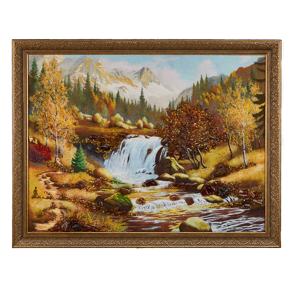 Картина янтарь «Водопад» 60х80 см - интернет магазин Русь Велика я 