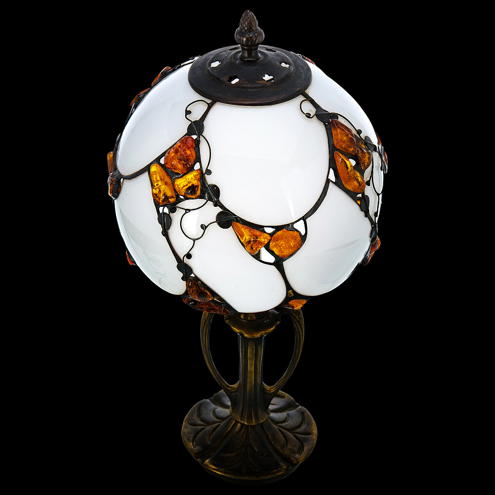 Настольная лампа из янтаря и бронзы. Высота 39 см - интернет магазин Русь Велика я фото 2