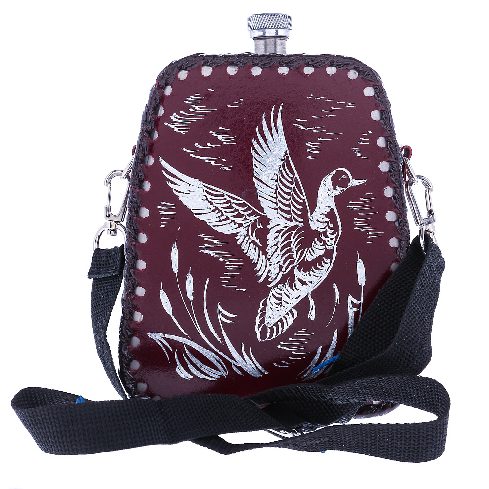 Фляга 1 л в кожаном чехле «Утка» - интернет магазин Русь Велика я 