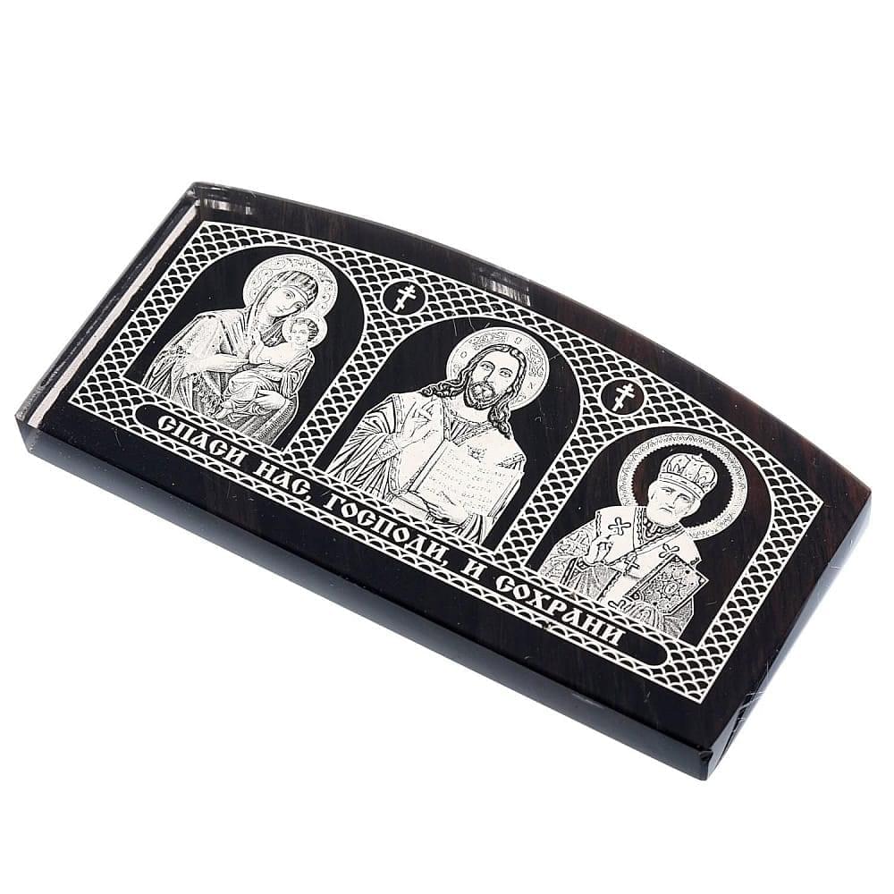 Икона автомобильная «Спаси и сохрани» из камня 7 см - интернет магазин Русь Велика я фото 1