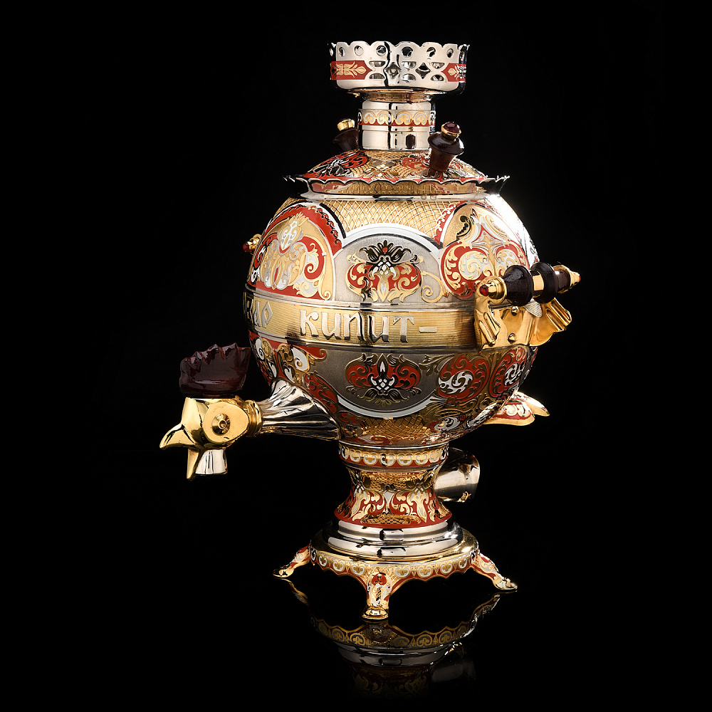 Самовар электрический 3 л с позолотой «Петух». Златоуст - интернет магазин Русь Велика я фото 2